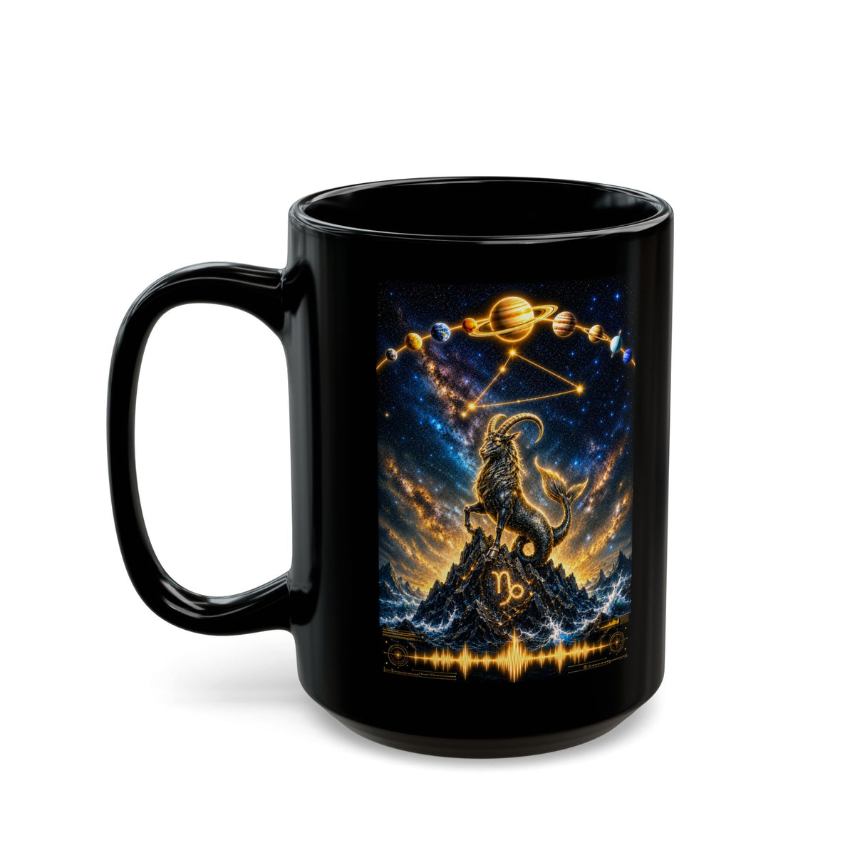 Capricorn Constellation Black Mug — Zodiac Coffee Cup (11oz/15oz)