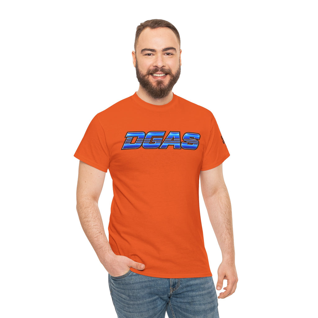 DGAS (Dont Give A Shit) Retro Chrome Graphic Tee — Blue Racing Logo T‑Shirt