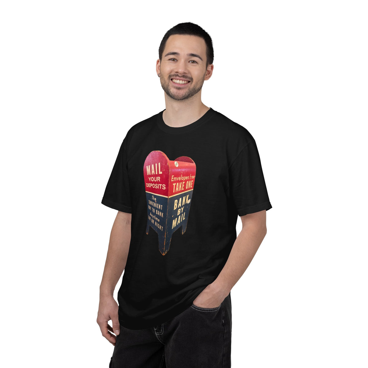 Mailbox Vintage Graphic T-Shirt — "Mail Your Deposits / Bank By Mail"