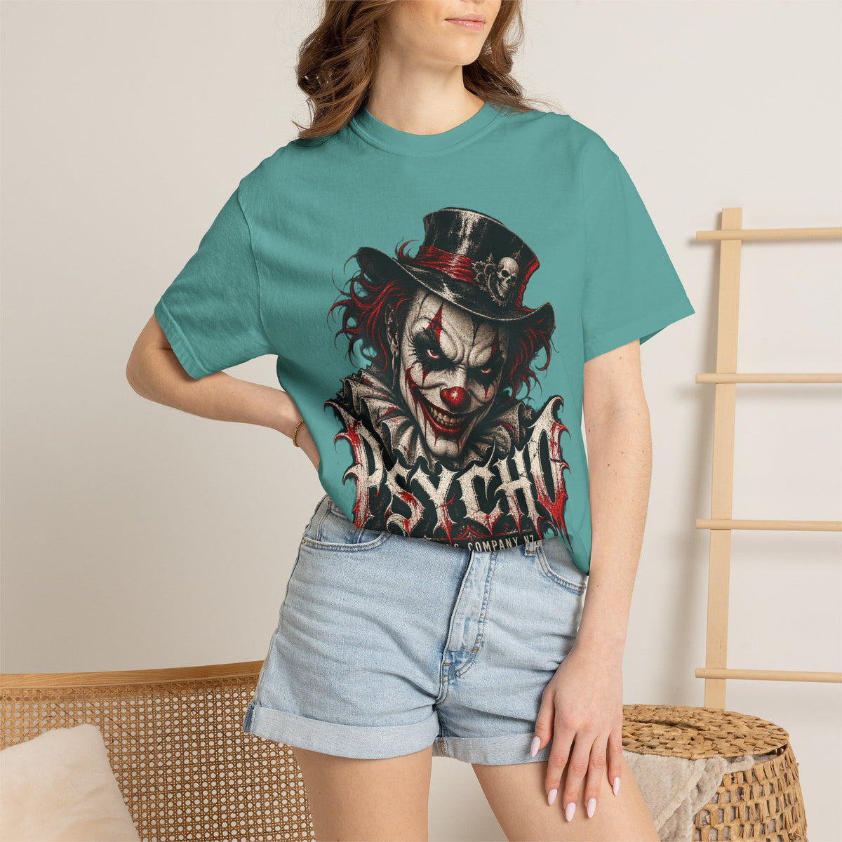 Psycho Clown Male Graphic T-Shirt — Creepy Gothic Horror Tee