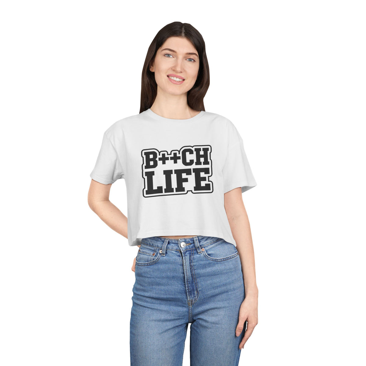 Bitch Life Crop Tee — Edgy Graphic Women's Cropped T-Shirt