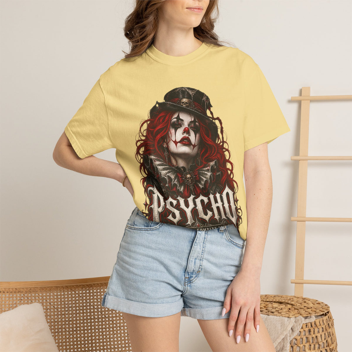 Psycho Female Clown Graphic T-Shirt