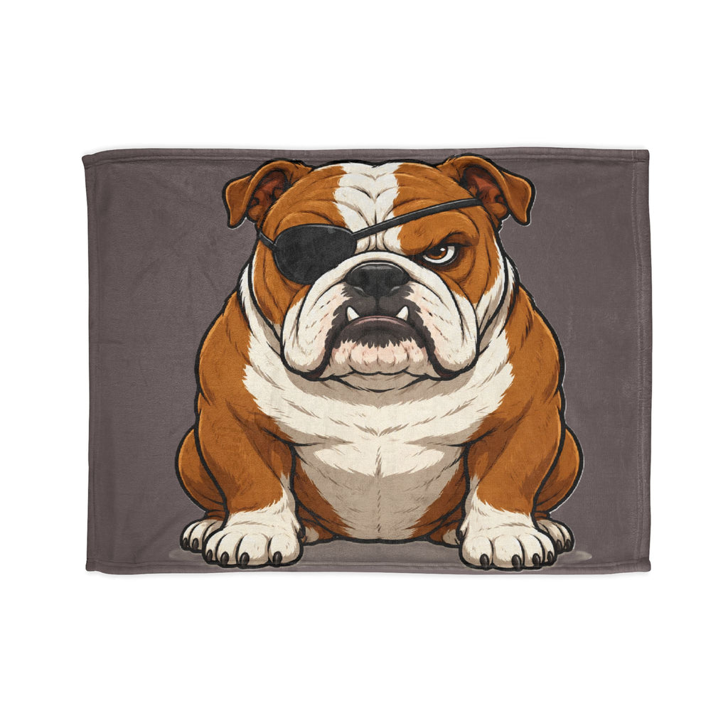 Bulldog Pirate Throw Blanket — Funny English Bulldog Eye Patch Cozy Blanket