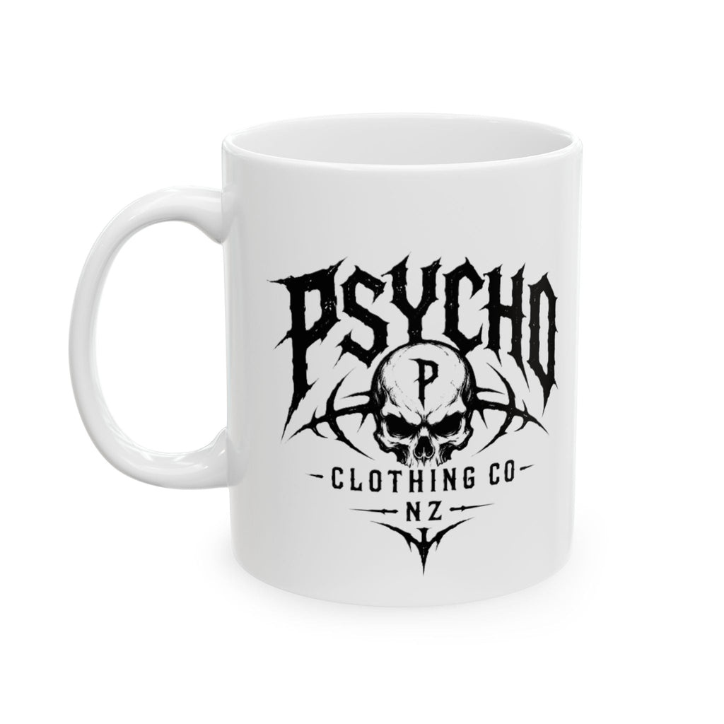 Metal Band Logo Ceramic Mug — Black Deathcore Graphic Coffee Cup (11oz / 15oz)