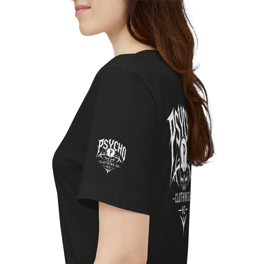 Psycho Clothing Co. Graphic Tee — Gothic Skull Logo T‑Shirt