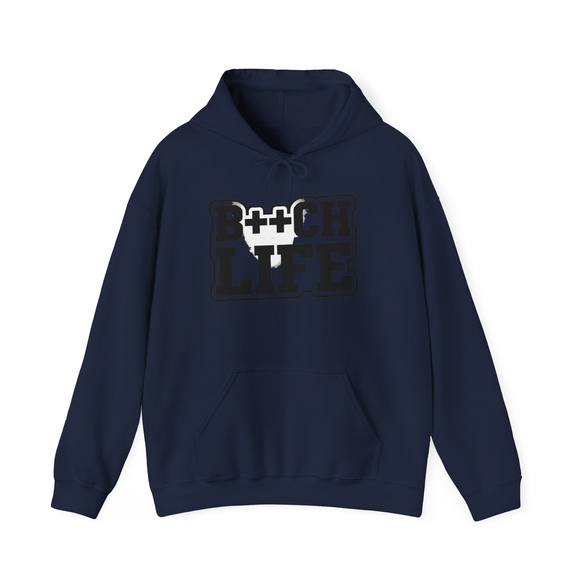 B++CH LIFE Graphic Hoodie — Bold Retro Black Text Hoodie