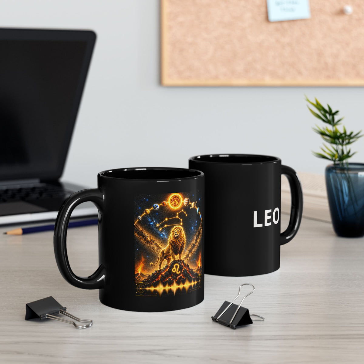 LEO Constellation Black Mug — Zodiac Coffee Cup (11oz, 15oz)