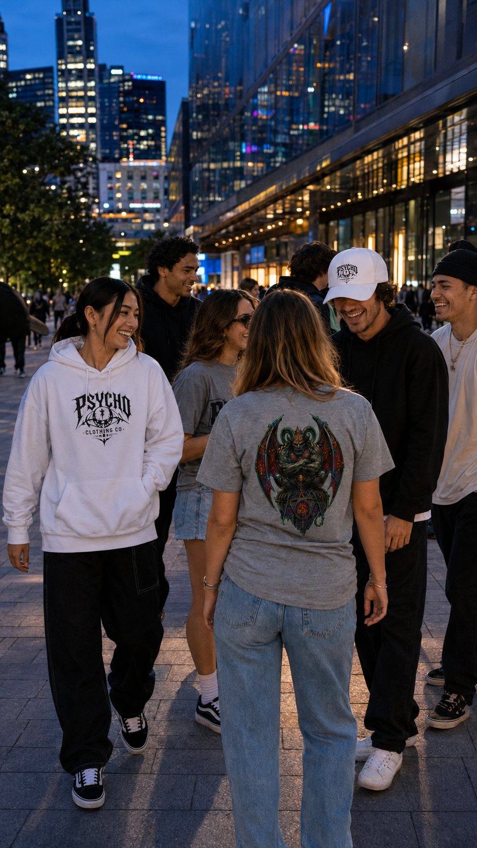 Psycho Clothing Co. Graphic Tee — Gothic Skull Logo T‑Shirt