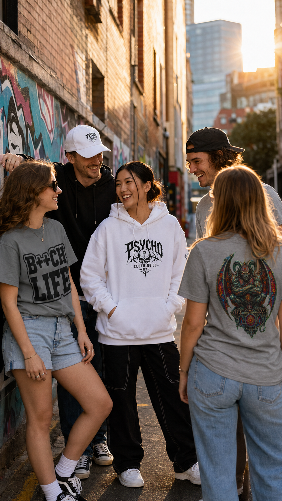 Psycho Clothing Co. Graphic Tee — Gothic Skull Logo T‑Shirt