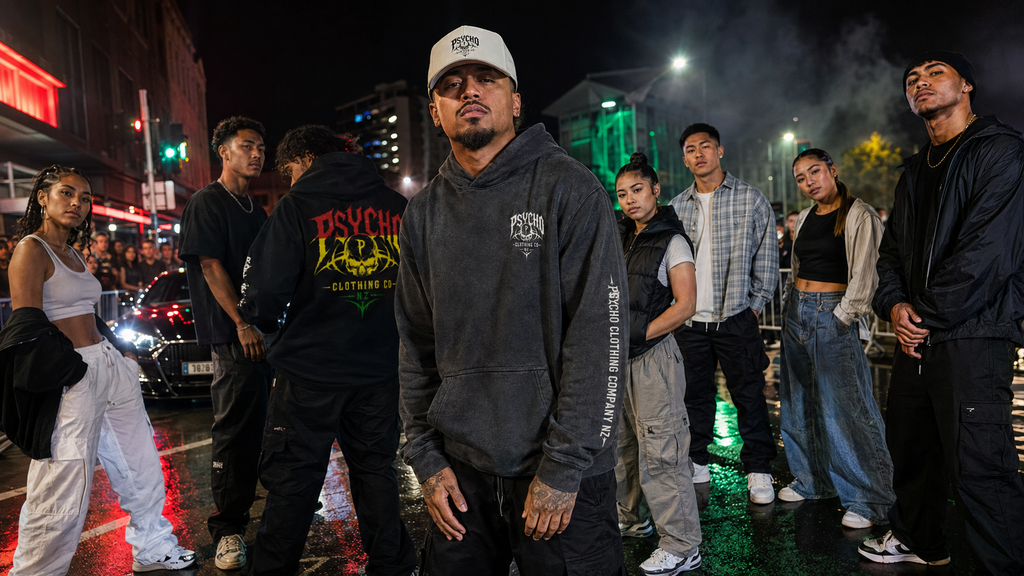 Psycho Clothing Co. Graphic Hoodie — Vintage Skull Logo Streetwear