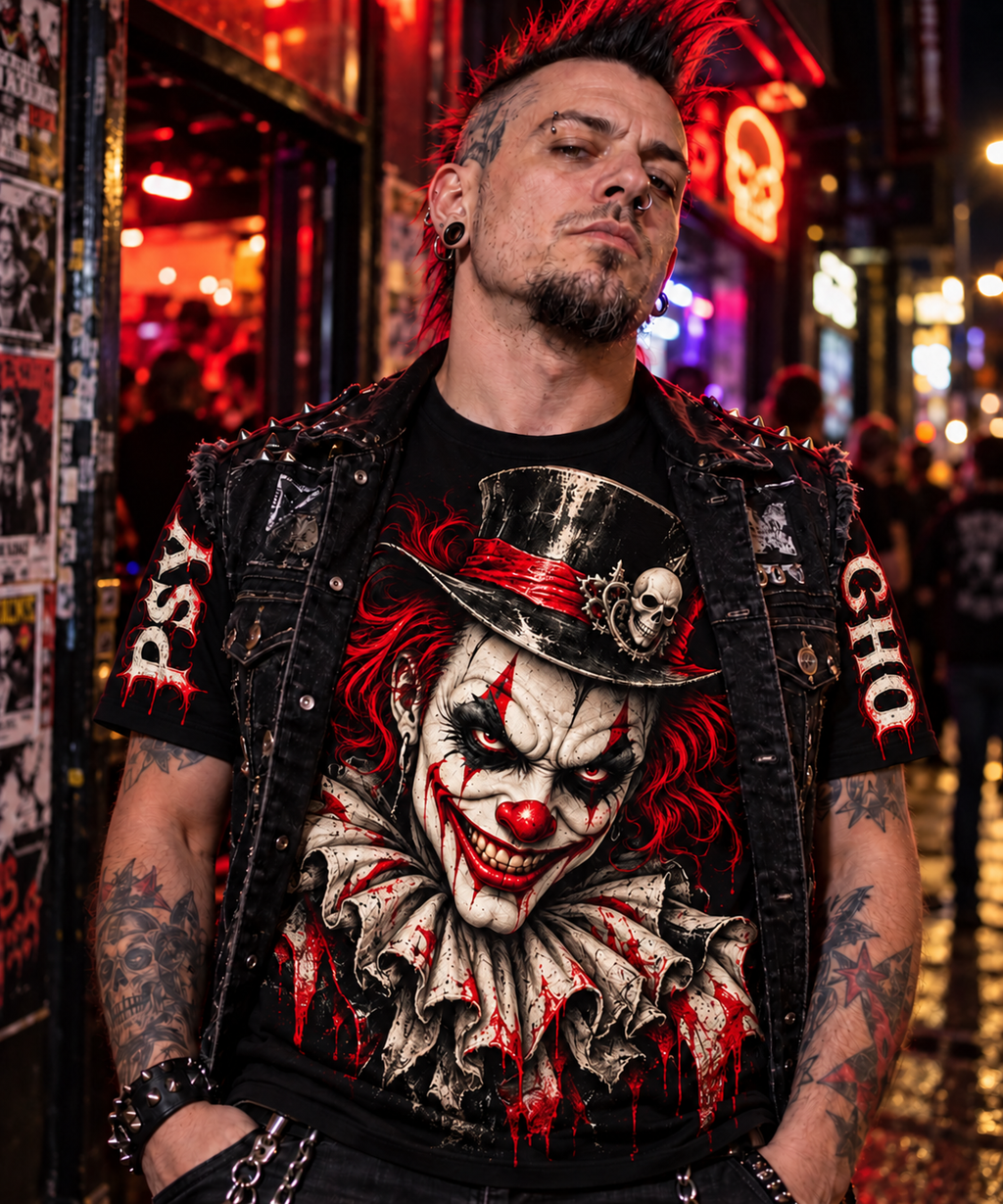 Psycho Clown on a Uni-sex Loose T-shirt (AOP)