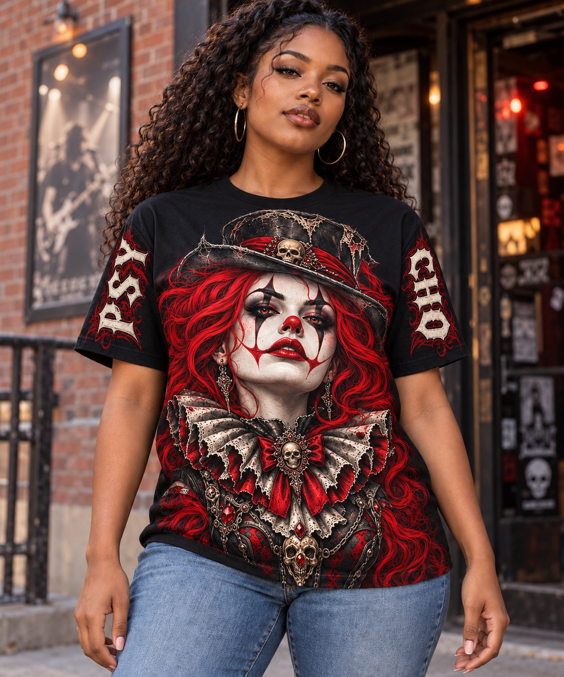 Gothic Red Clown All-Over Print T-Shirt