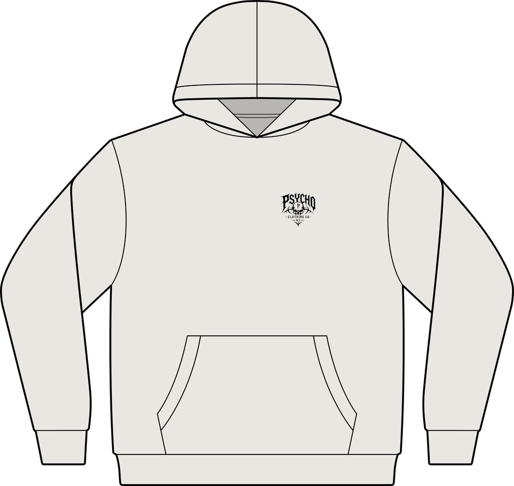 Women's Relaxed Faded Hoodie — Minimal 'Psycho' Chest Logo