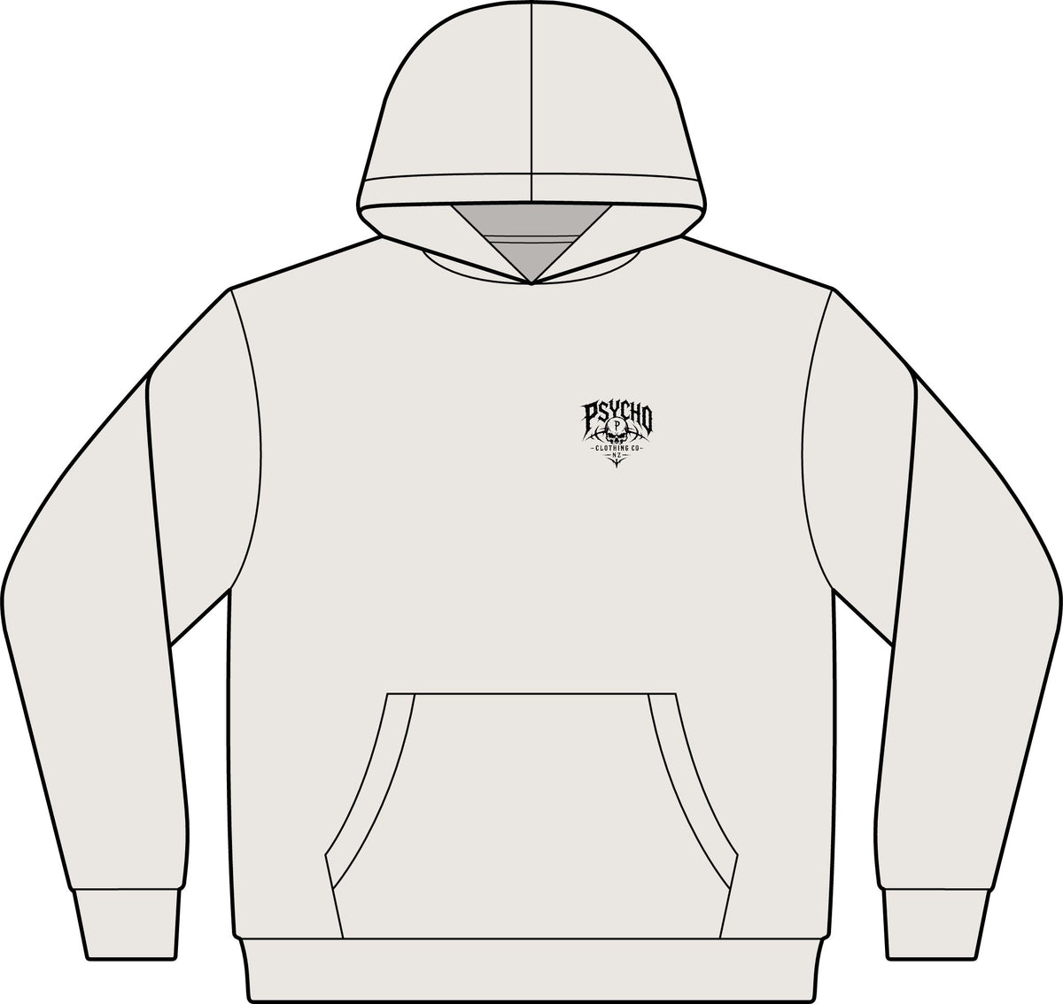 Women's Relaxed Faded Hoodie — Minimal 'Psycho' Chest Logo