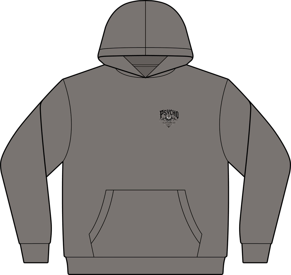 Women's Relaxed Faded Hoodie — Minimal 'Psycho' Chest Logo