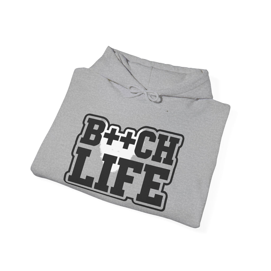 B++CH LIFE Graphic Hoodie — Bold Retro Black Text Hoodie