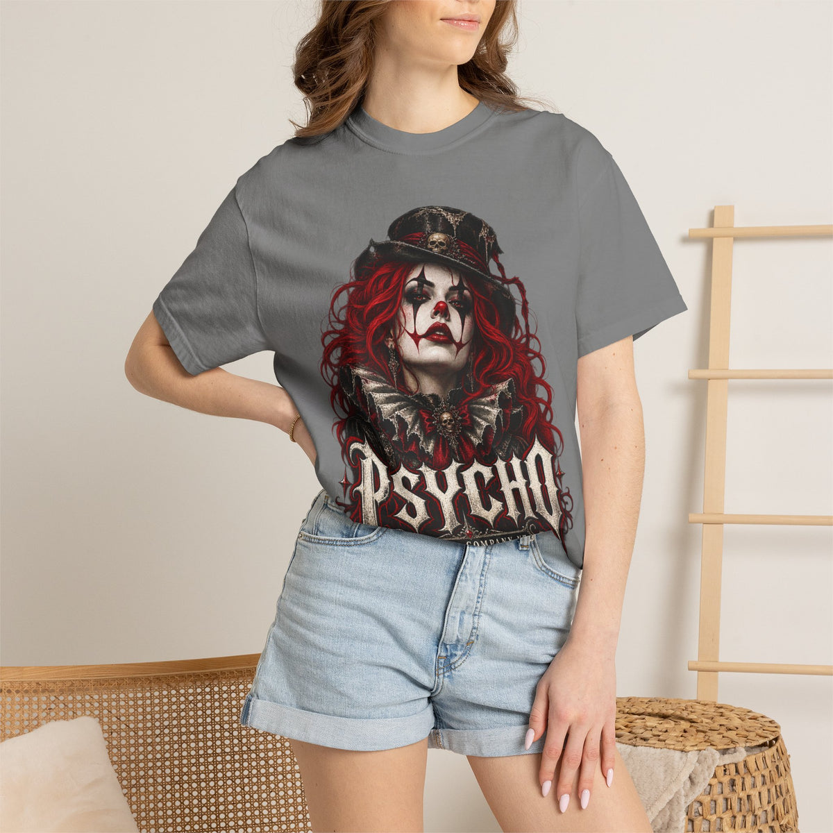 Psycho Female Clown Graphic T-Shirt