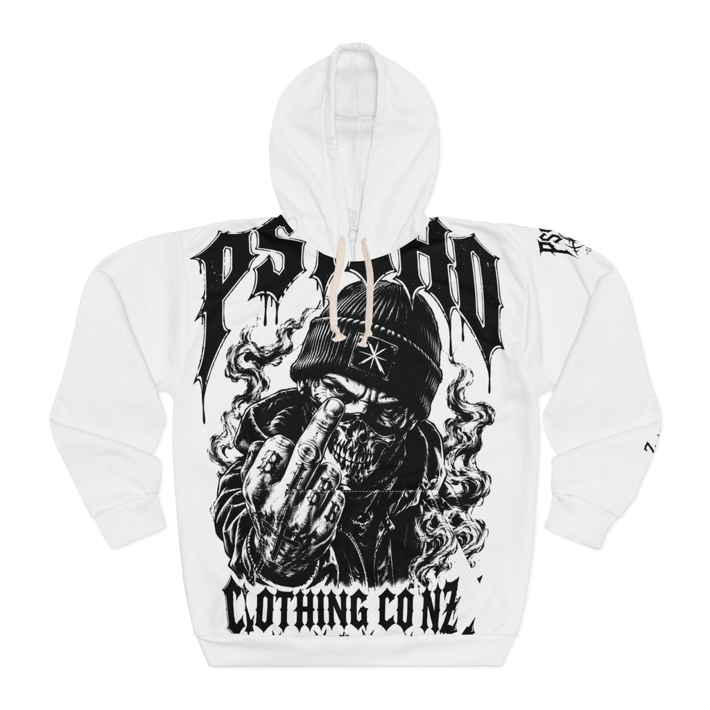 Skull Soldier Hoodie — Black & White Tactical Streetwear Pullover