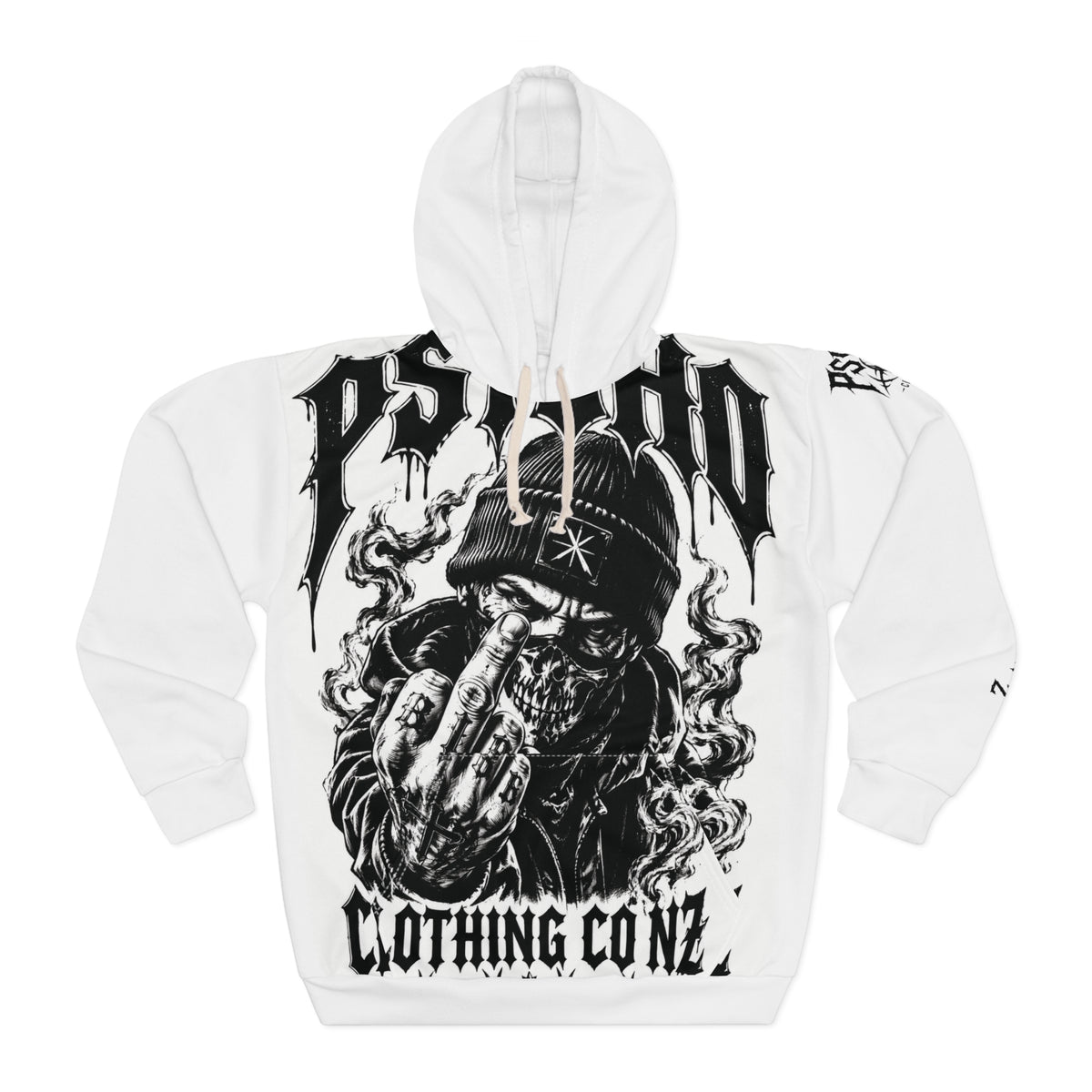 Skull Soldier Hoodie — Black & White Tactical Streetwear Pullover