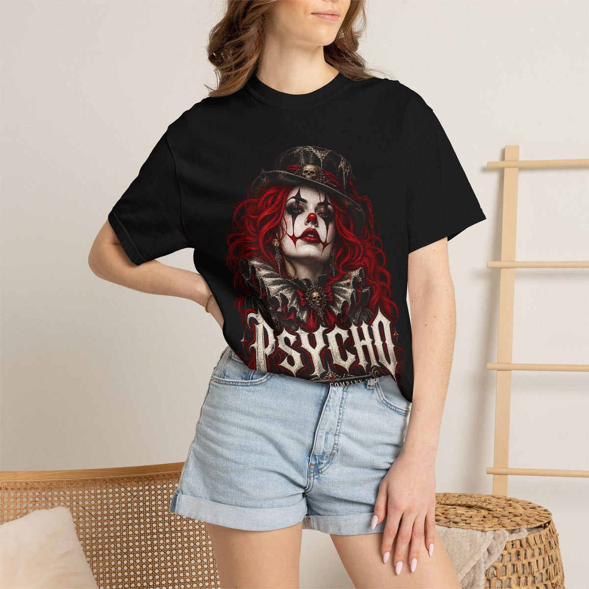 Psycho Female Clown Graphic T-Shirt
