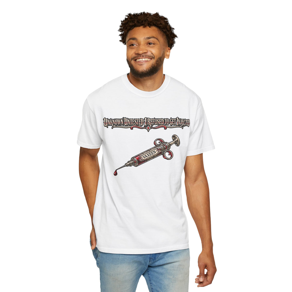 Syringe Tattoo Graphic T-Shirt — 'Saved' Vintage Medical Punk Tee