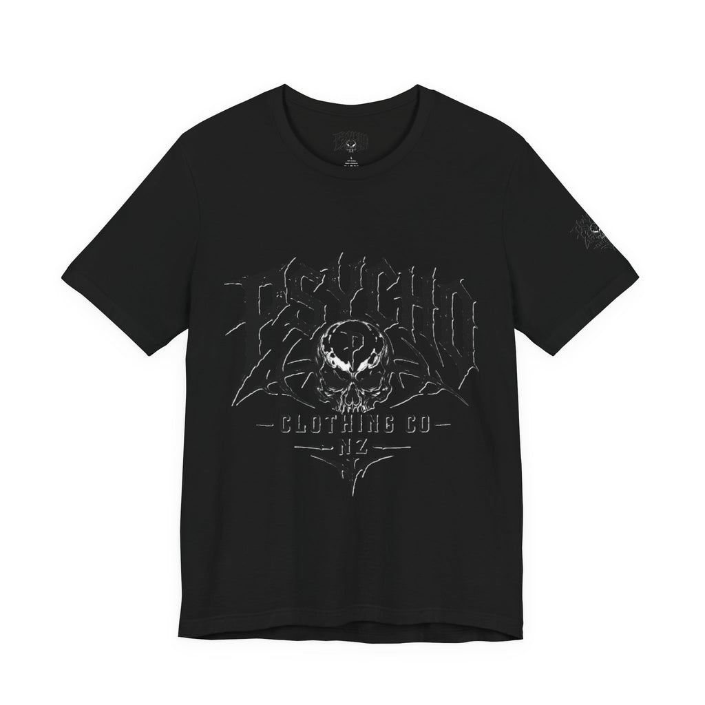 Psycho Clothing Co. Skull Tee — Gothic Rock Band Graphic T-Shirt