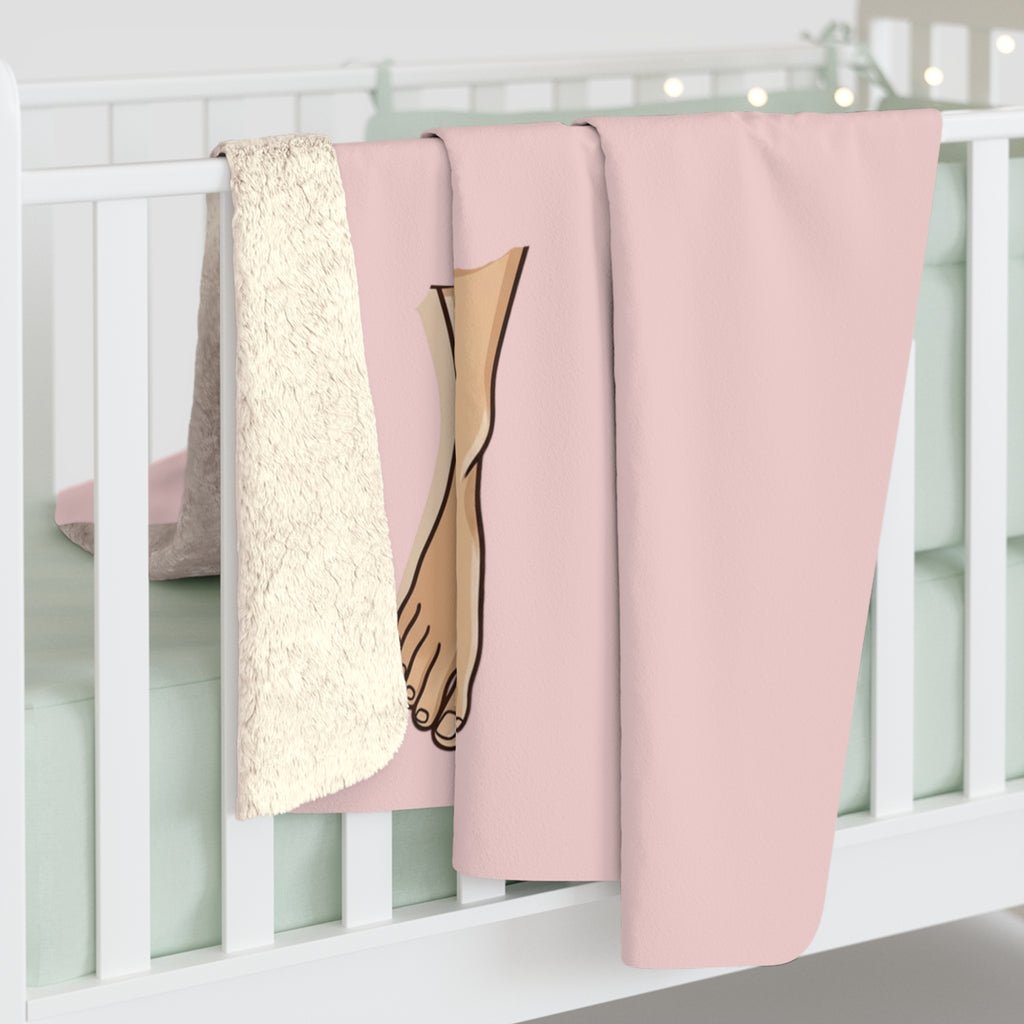 Cozy Couples Sherpa Blanket — Blush Pink Feet Design