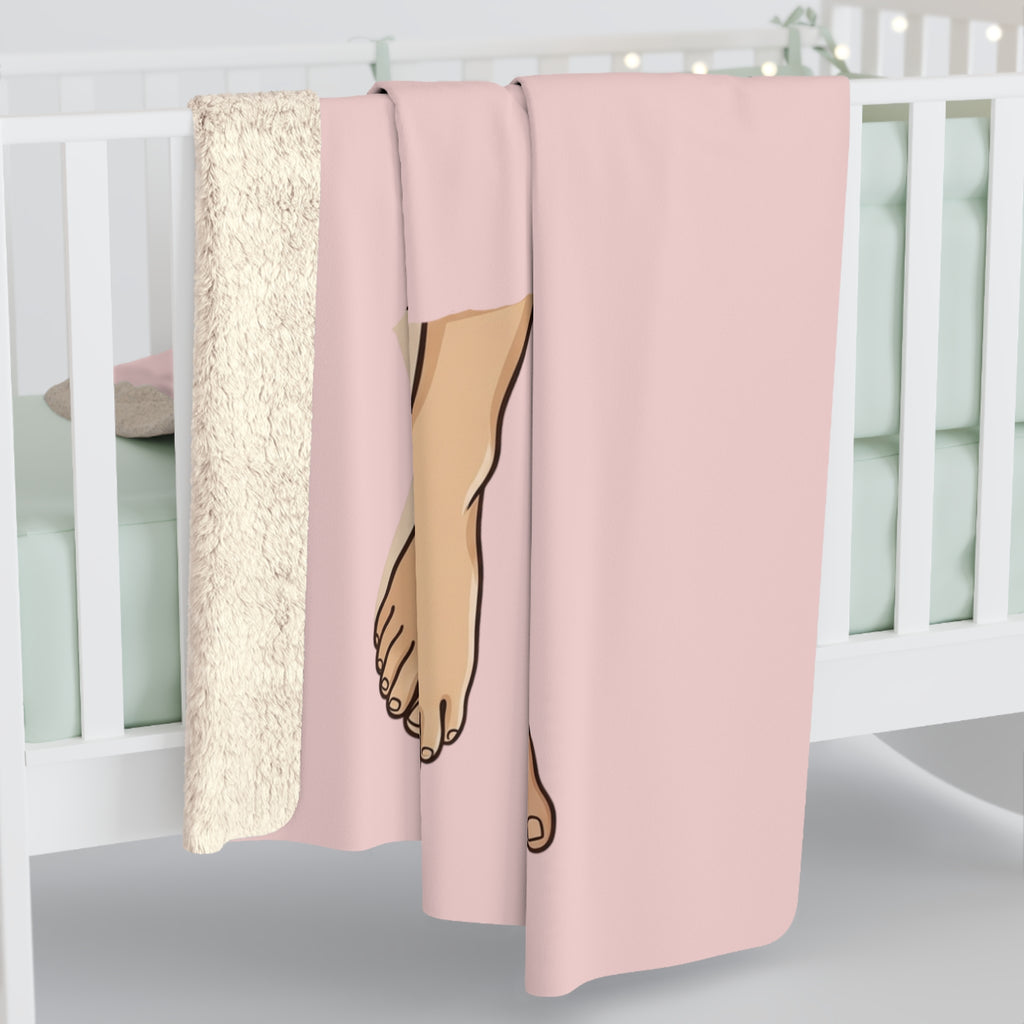 Cozy Couples Sherpa Blanket — Blush Pink Feet Design