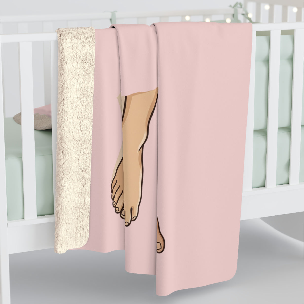 Cozy Couples Sherpa Blanket — Blush Pink Feet Design