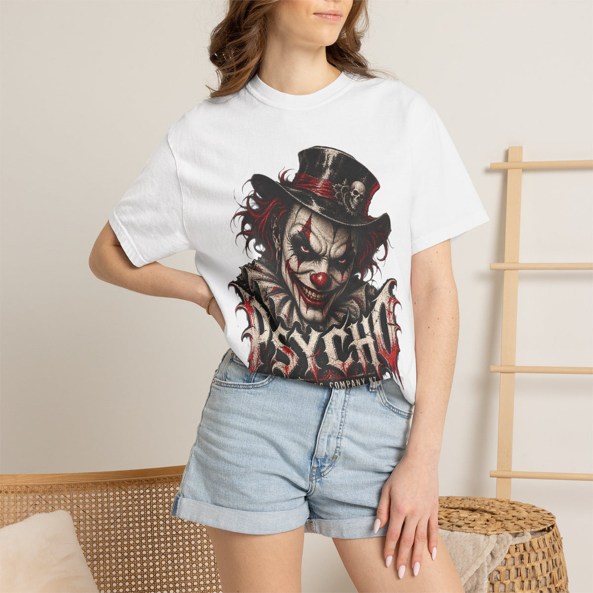 Psycho Clown Male Graphic T-Shirt — Creepy Gothic Horror Tee
