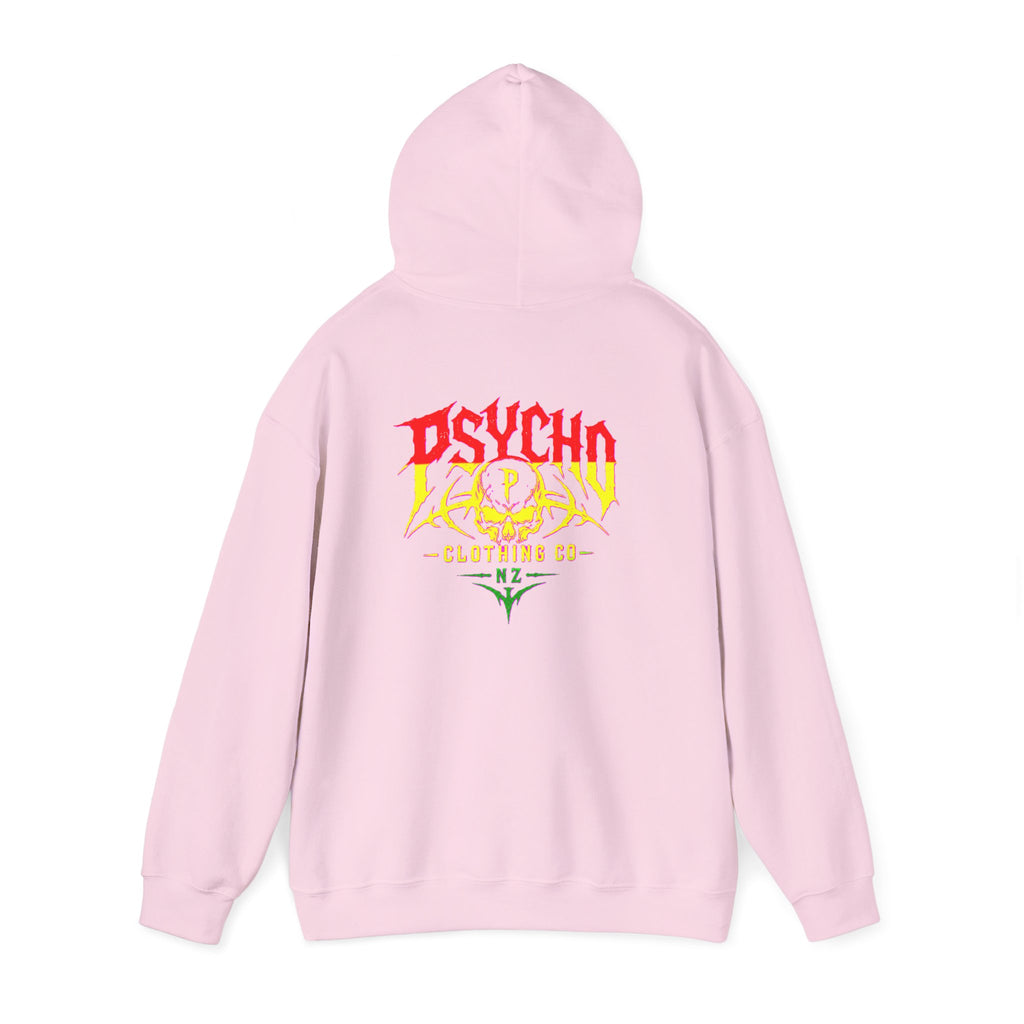 Psycho Clothing Co. Graphic Hoodie — Retro Flame Skull Streetwear