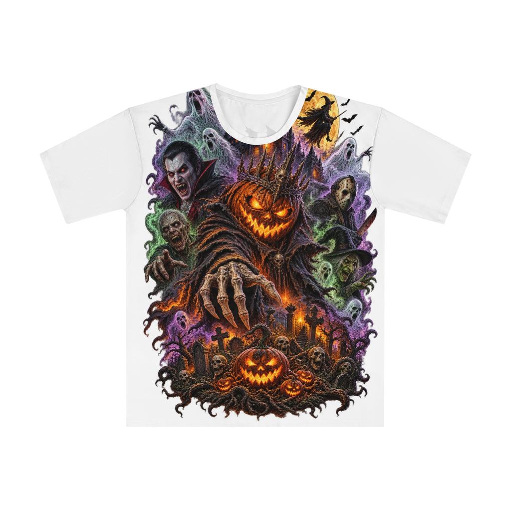 Halloween Pumpkin Reaper T-Shirt — Psycho Skull Back Graphic