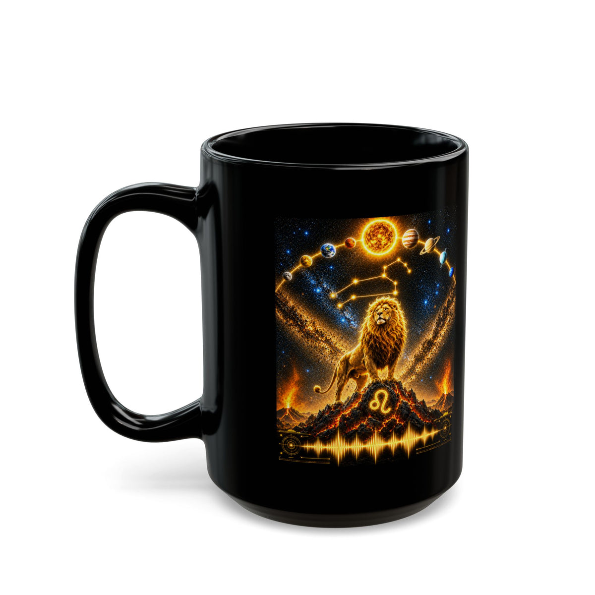 LEO Constellation Black Mug — Zodiac Coffee Cup (11oz, 15oz)