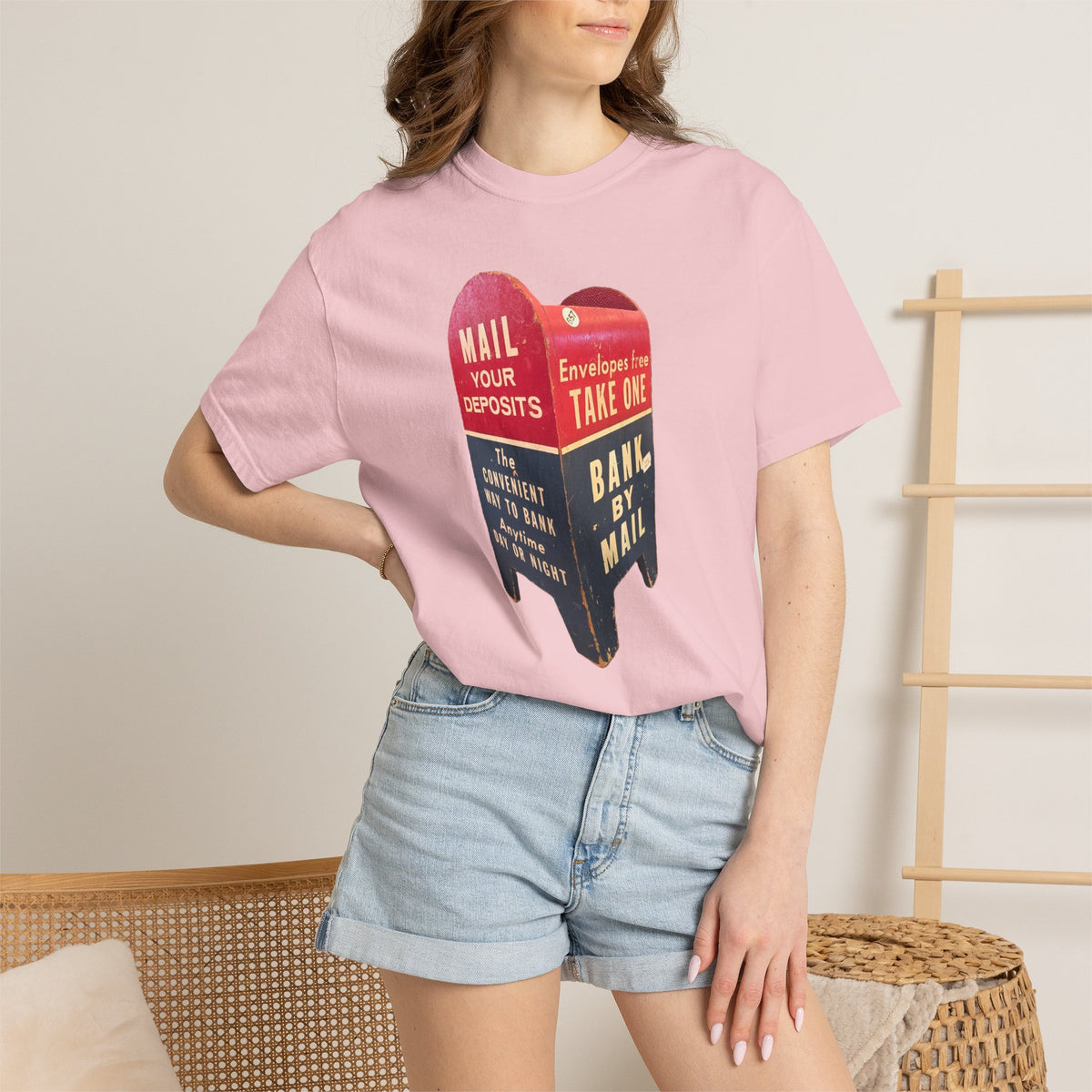 Mailbox Vintage Graphic T-Shirt — "Mail Your Deposits / Bank By Mail"