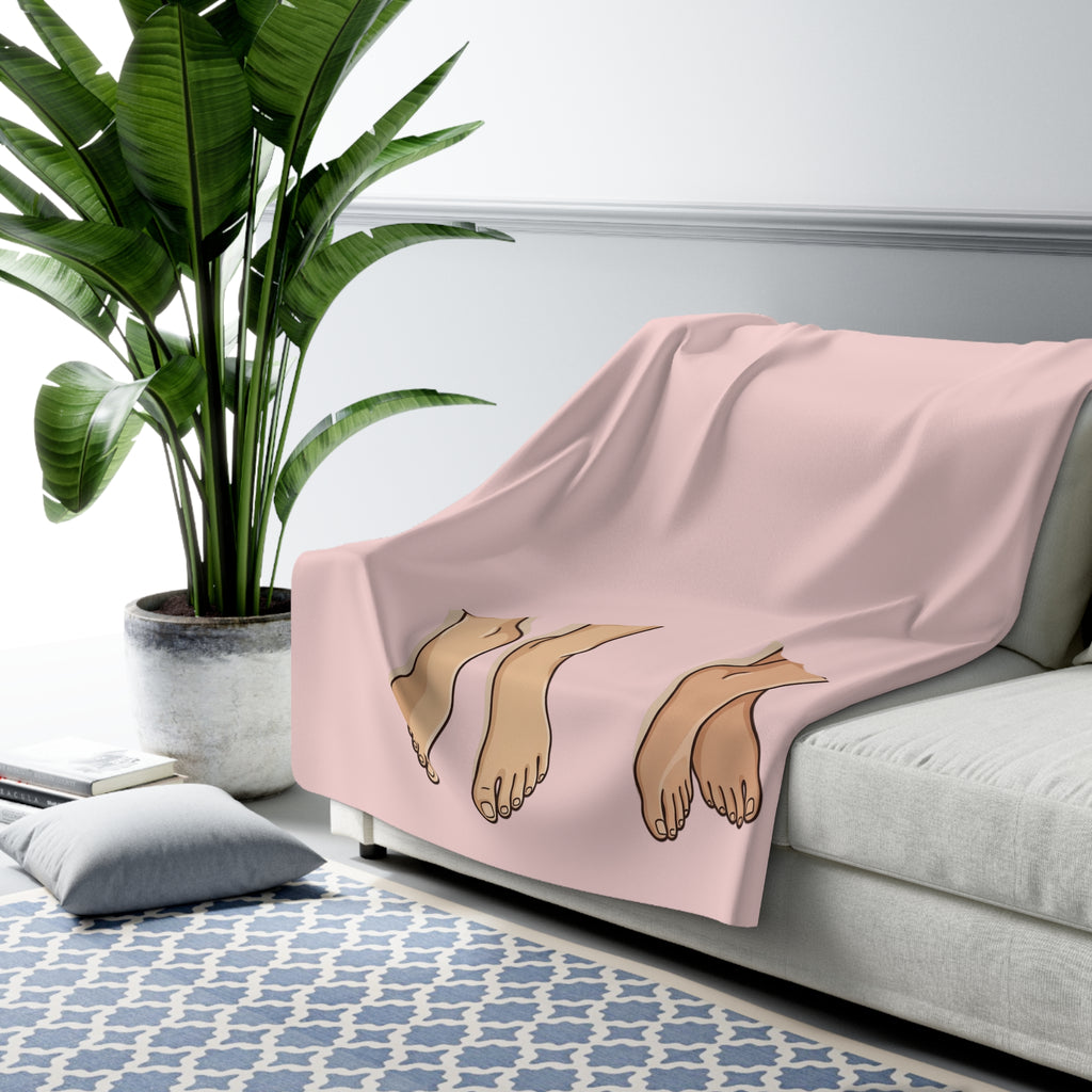 Cozy Couples Sherpa Blanket — Blush Pink Feet Design