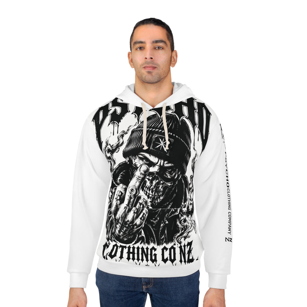 Skull Soldier Hoodie — Black & White Tactical Streetwear Pullover