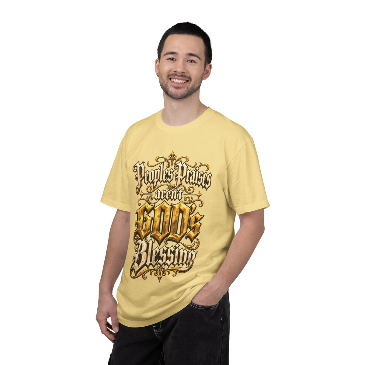 God's Blessing Graphic T-Shirt — "People's Praises Aren't God's Blessing" Christian Vintage Lettering