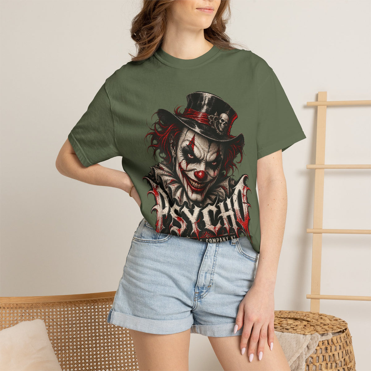 Psycho Clown Male Graphic T-Shirt — Creepy Gothic Horror Tee