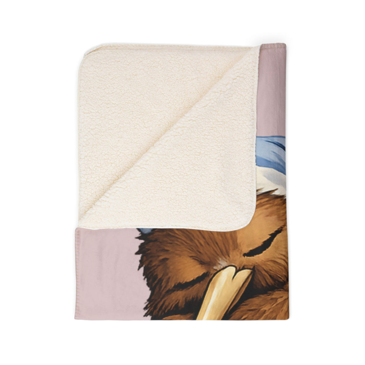 Kiwi Sleepytime Sherpa Blanket — Cute Kiwi Bird in Nightcap Cozy Throw