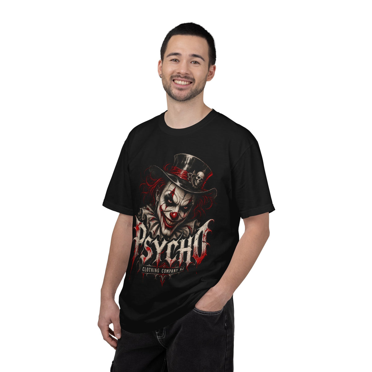 Psycho Clown Male Graphic T-Shirt — Creepy Gothic Horror Tee