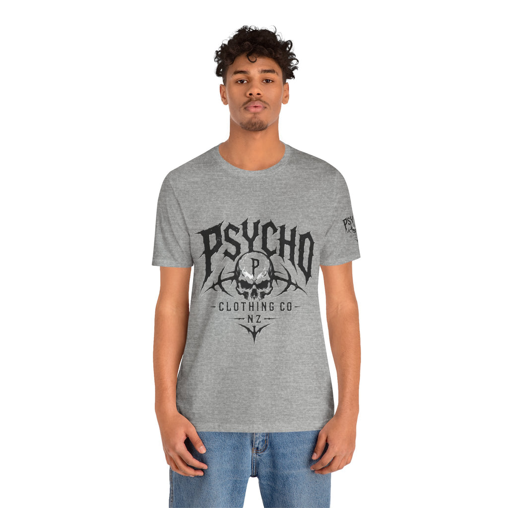 Psycho Clothing Co. Skull Tee — Gothic Rock Band Graphic T-Shirt