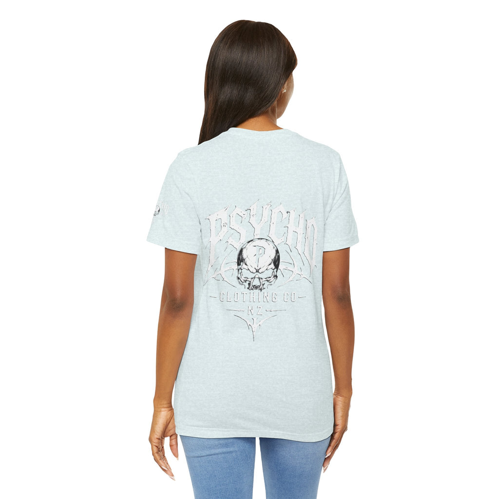 Psycho Clothing Co. Graphic Tee — Gothic Skull Logo T‑Shirt