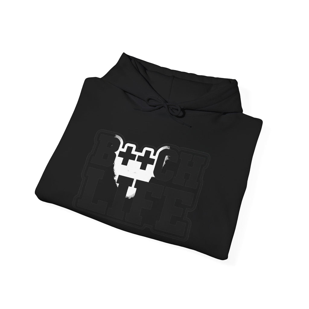 B++CH LIFE Graphic Hoodie — Bold Retro Black Text Hoodie