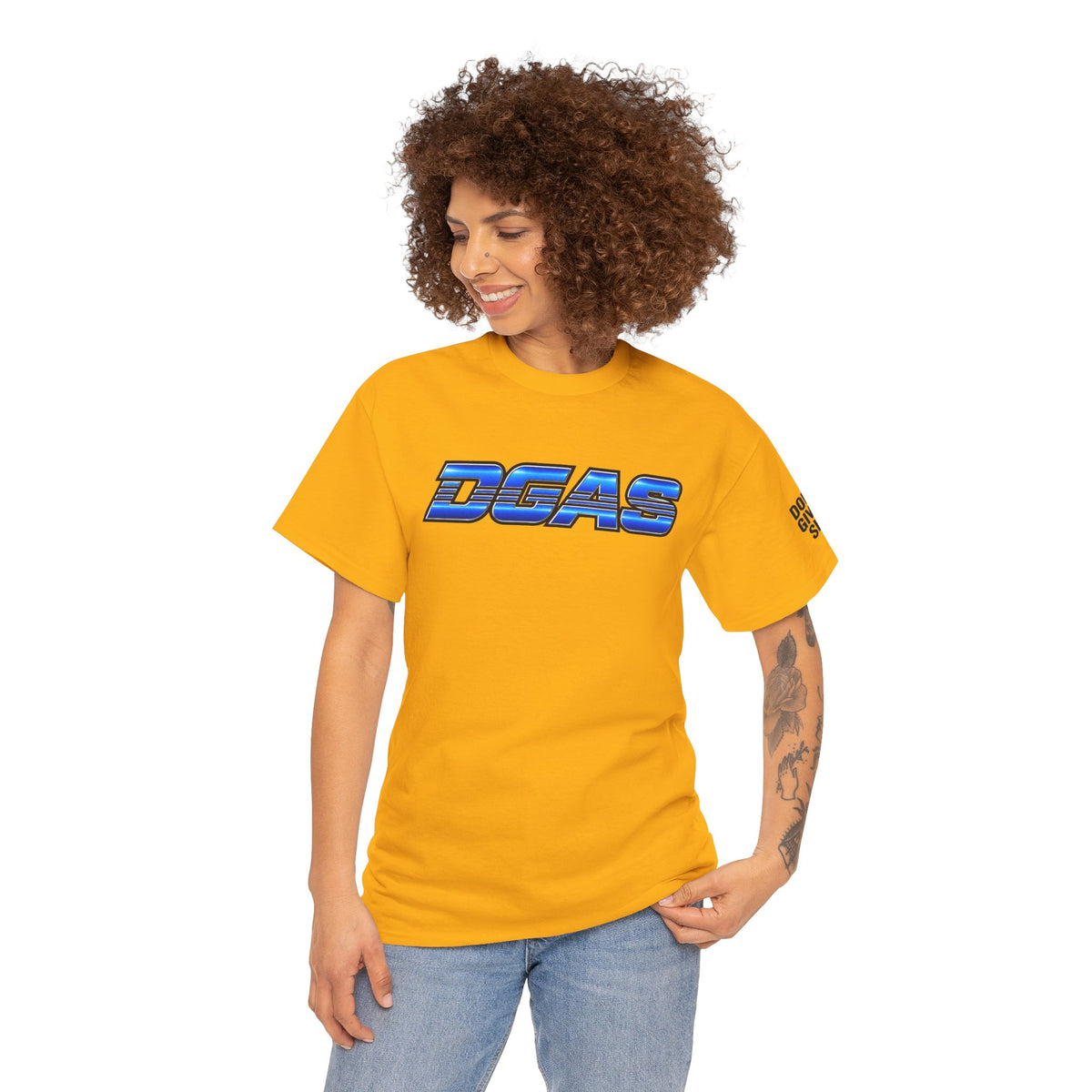 DGAS (Dont Give A Shit) Retro Chrome Graphic Tee — Blue Racing Logo T‑Shirt
