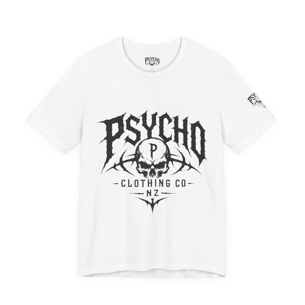 Psycho Clothing Co. Skull Tee — Gothic Rock Band Graphic T-Shirt
