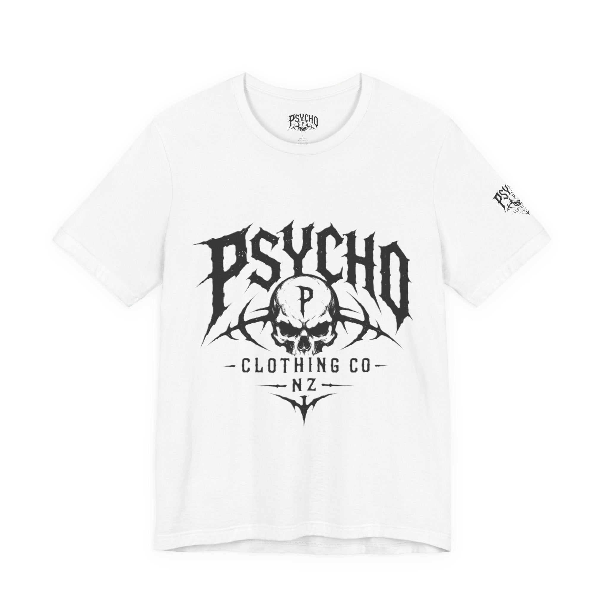 Psycho Clothing Co. Skull Tee — Gothic Rock Band Graphic T-Shirt