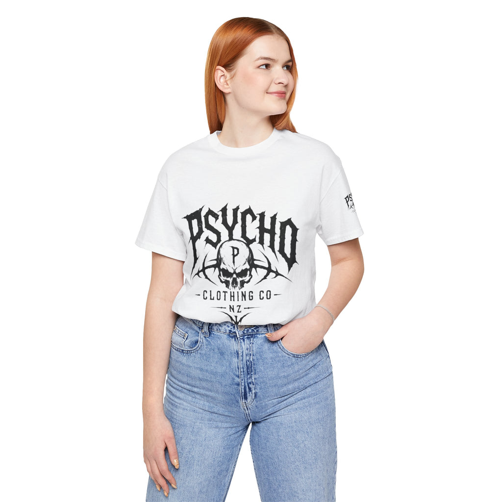 Psycho Clothing Co. Skull Tee — Gothic Rock Band Graphic T-Shirt