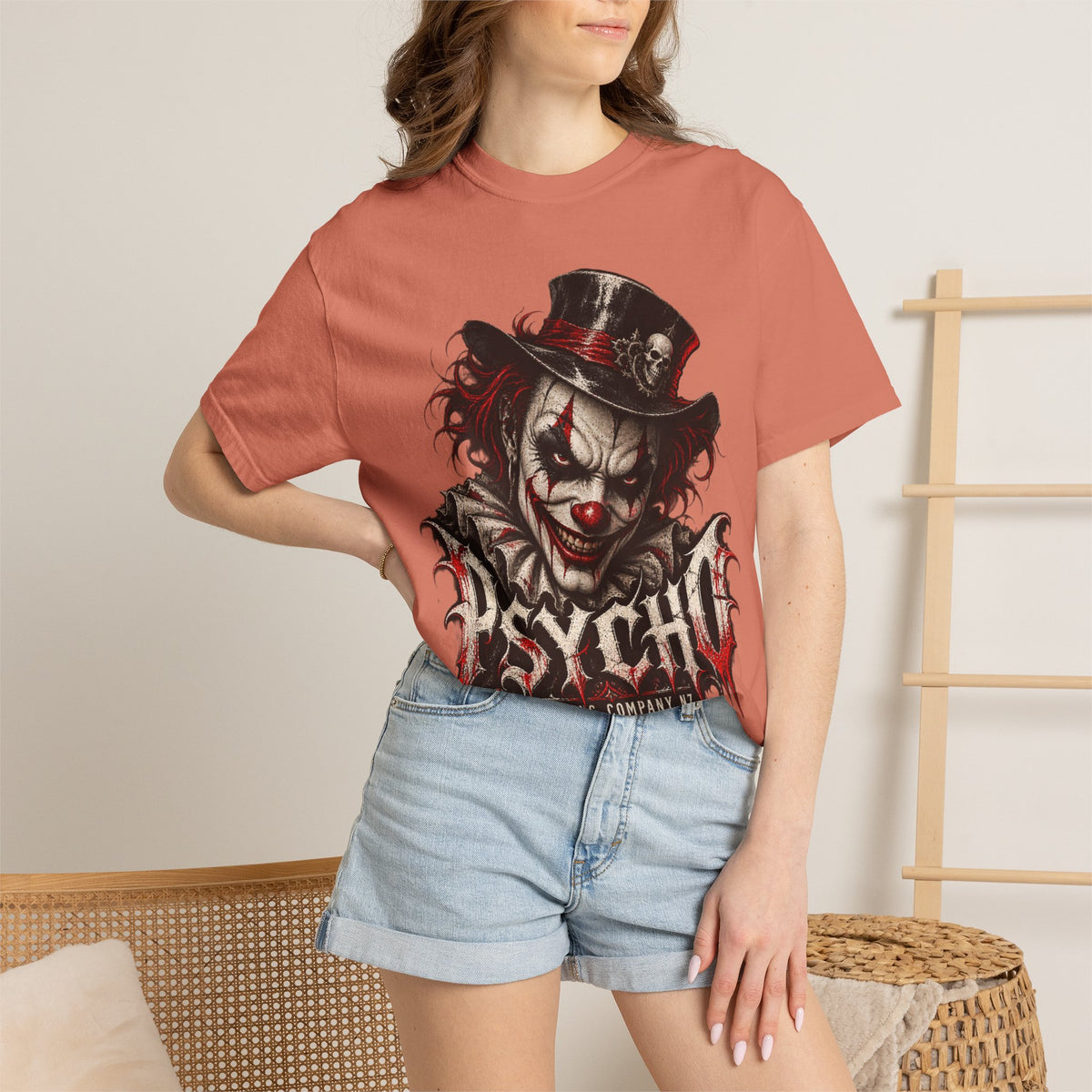 Psycho Clown Male Graphic T-Shirt — Creepy Gothic Horror Tee