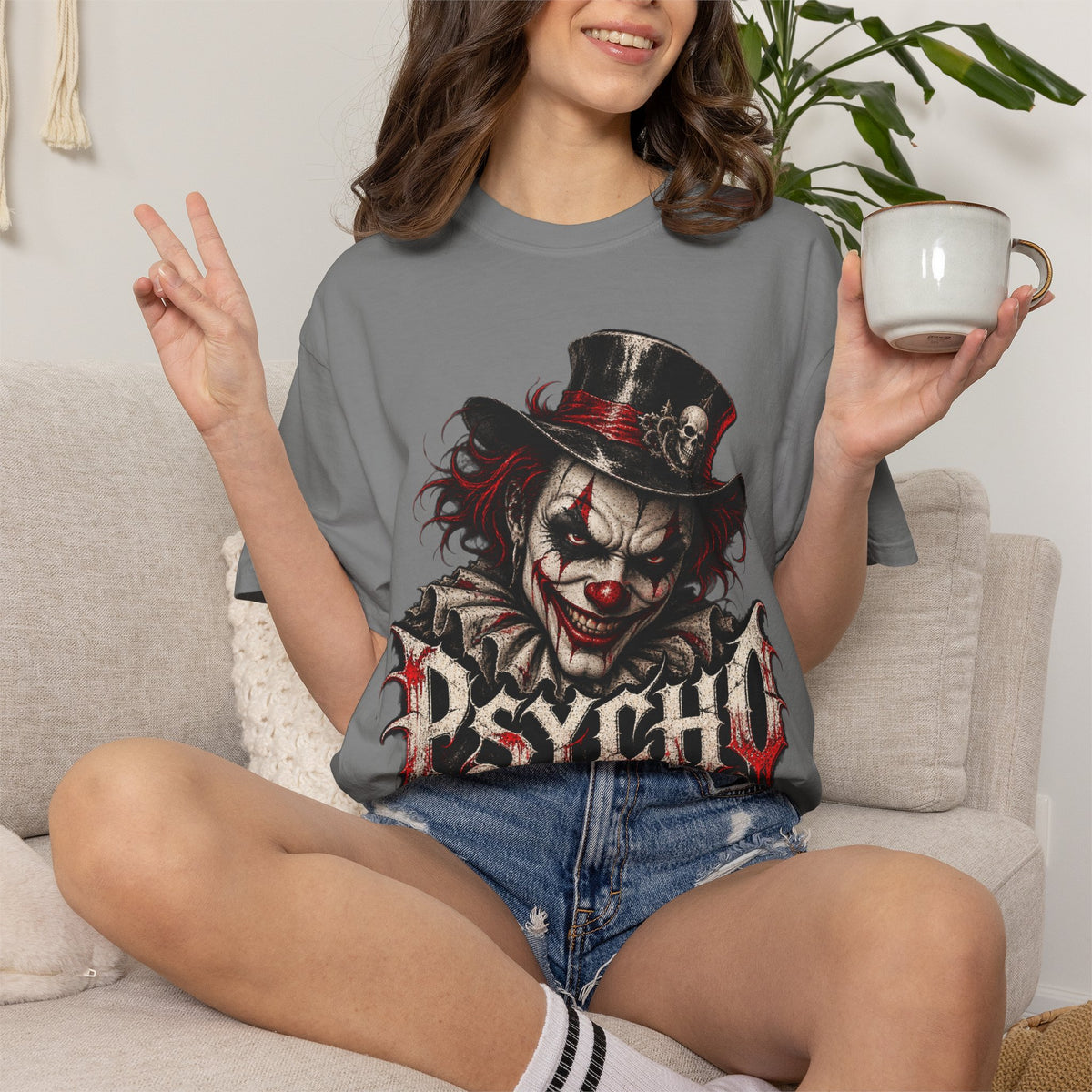 Psycho Clown Male Graphic T-Shirt — Creepy Gothic Horror Tee