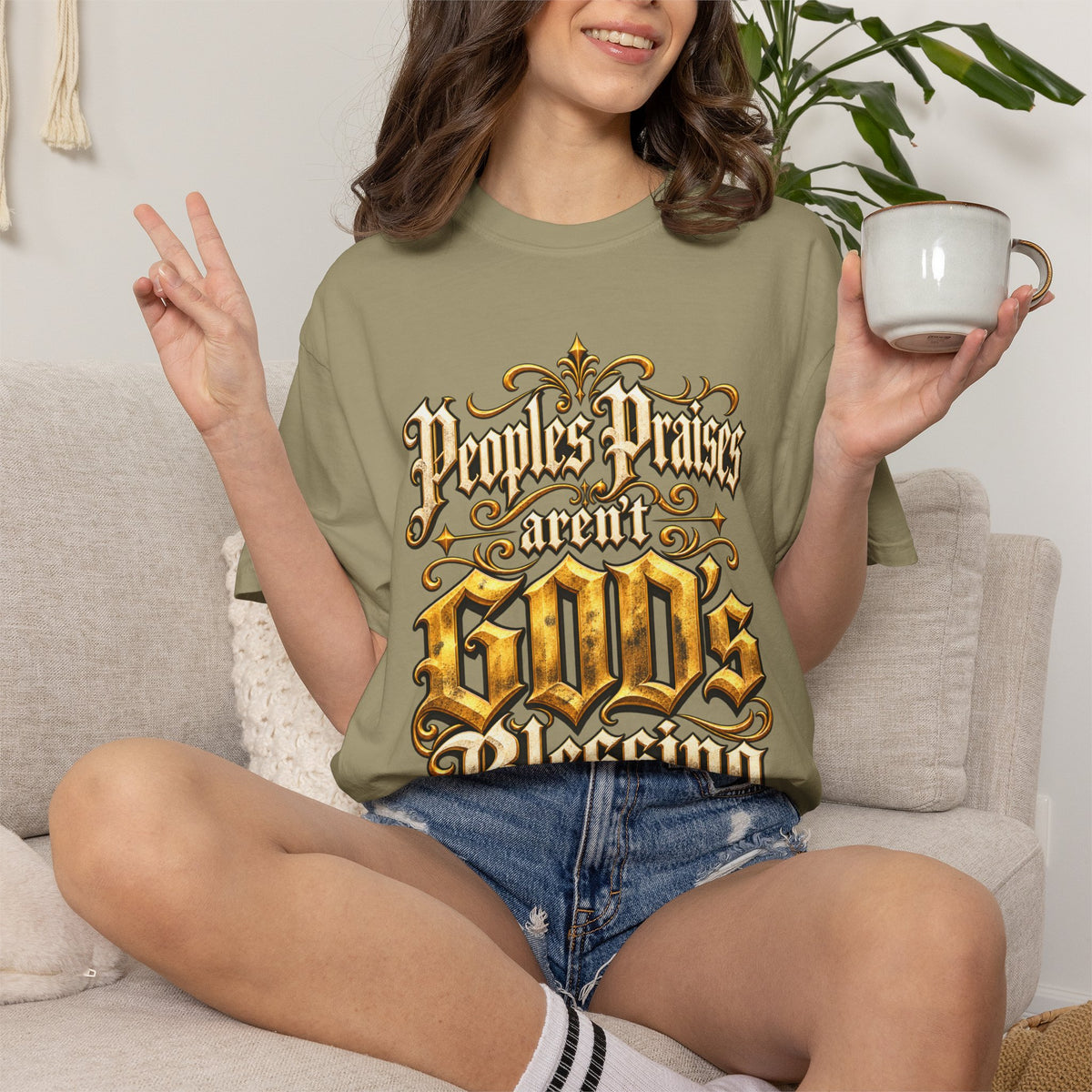 God's Blessing Graphic T-Shirt — "People's Praises Aren't God's Blessing" Christian Vintage Lettering